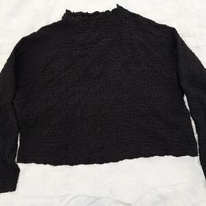 Chic Black Crinkle Women's Blouse